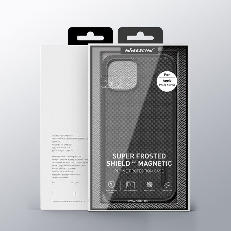 Custodia Nillkin Super Frosted Shield Pro Magnetic MagSafe per Apple iPhone 14 Plus / 15 Plus, nera