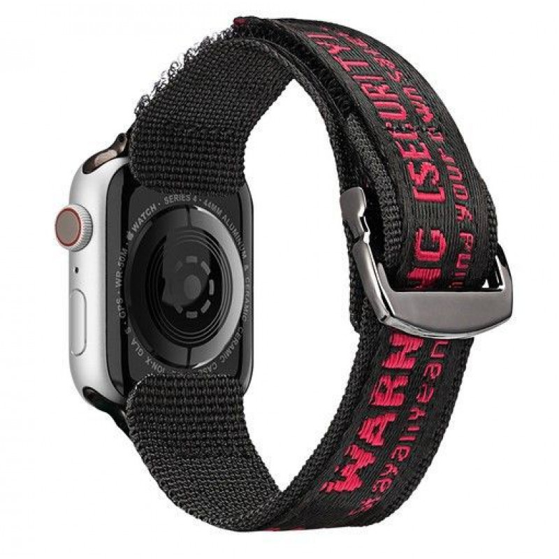 Cinturino in nylon Dux Ducis Outdoor Version per Apple Watch Ultra, SE, 8, 7, 6, 5, 4, 3, 2, 1 (49, 45, 44, 42 mm), nero e rosso
