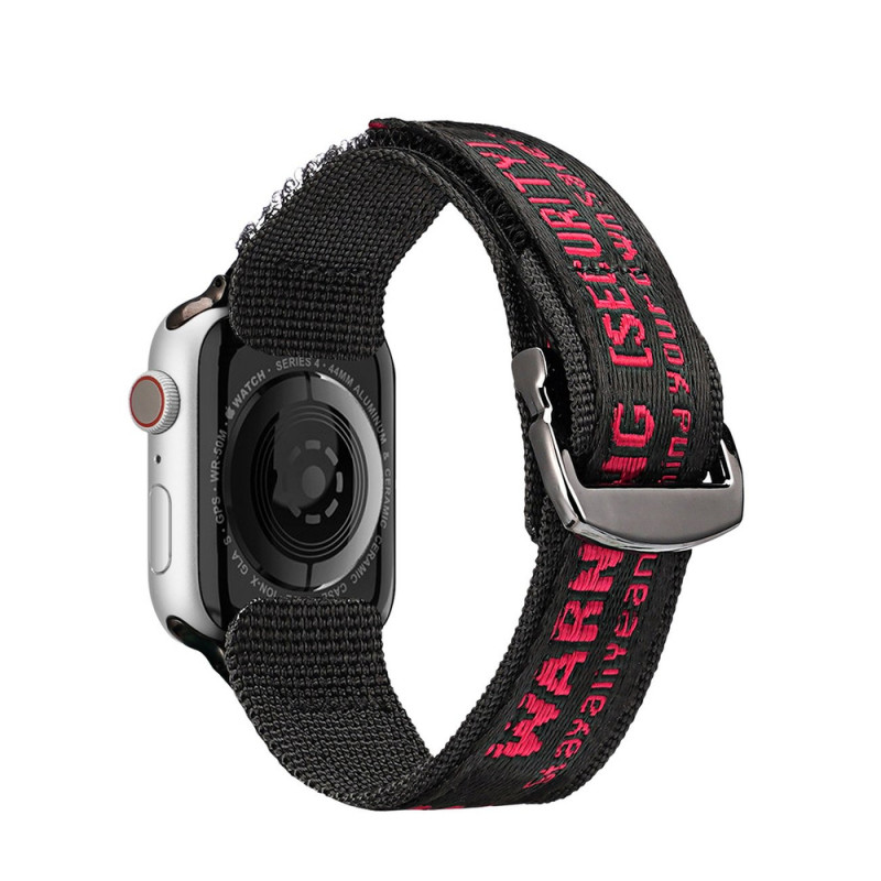 Cinturino in nylon Dux Ducis Outdoor Version per Apple Watch Ultra, SE, 8, 7, 6, 5, 4, 3, 2, 1 (49, 45, 44, 42 mm), nero e rosso