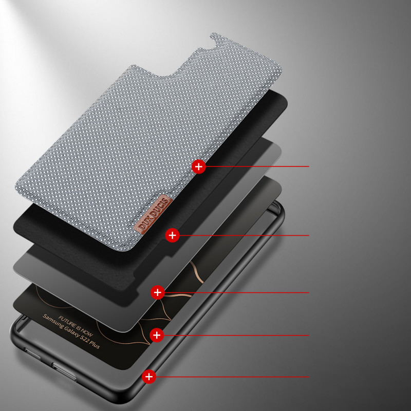 Custodia Dux Ducis Fino in nylon per Samsung Galaxy S22+ (S22 Plus), blu