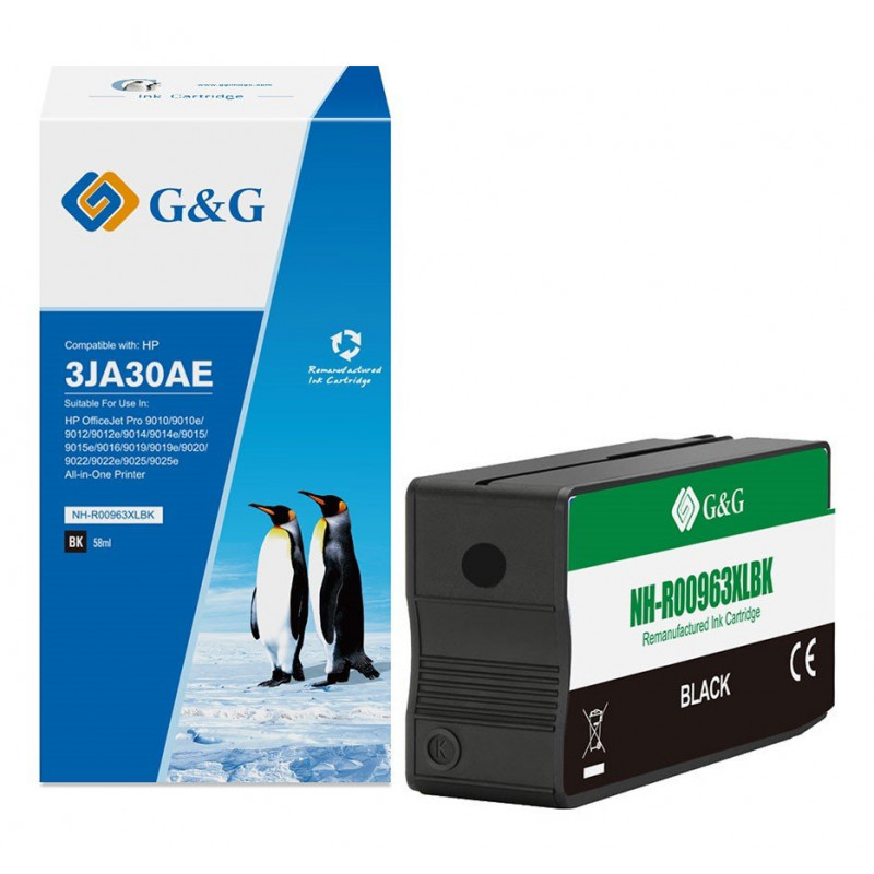 Cartuccia d'inchiostro compatibile G&G per HP 963XL / 3JA30AE, XL nera (19399)