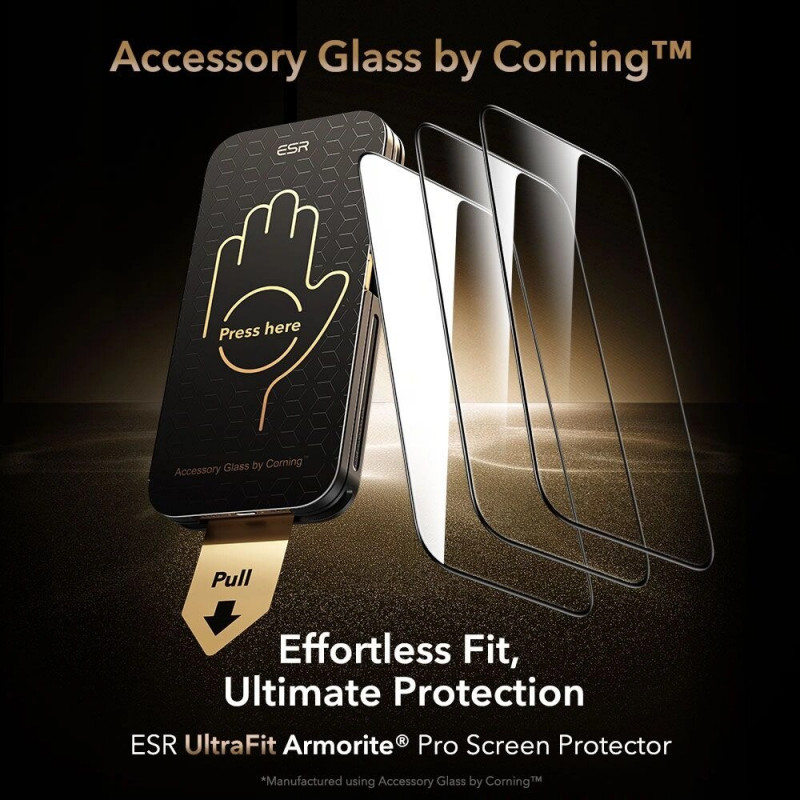ESR UltraFit Armorite Pro Pellicola protettiva in vetro temperato con Glass by Corning per Apple iPhone 17 Pro Max, ESR928