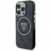 Custodia MagSafe Guess GUHMP16LHG4PRTGK IML Metal Glitter 4G Circle Triangle per Apple iPhone 16 Pro, nera