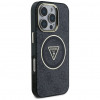 Custodia MagSafe Guess GUHMP16LHG4PRTGK IML Metal Glitter 4G Circle Triangle per Apple iPhone 16 Pro, nera