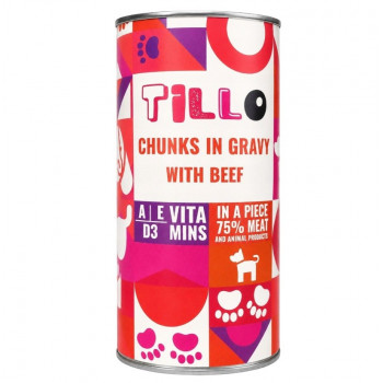 TILLO Bocconcini in salsa Manzo cibo umido per cani, 1250 g