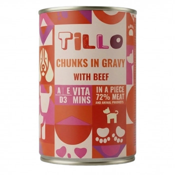 TILLO Bocconcini in salsa Manzo cibo umido per cani, 415 g
