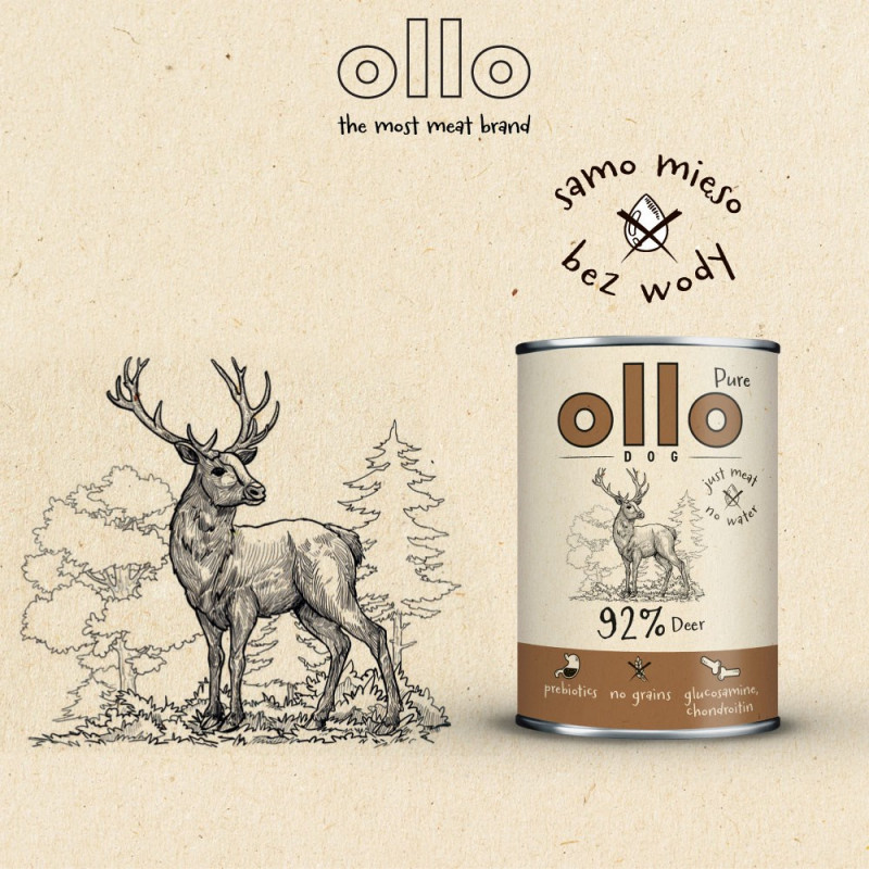 OLLO cibo umido per cani Pure Deer, 850 g