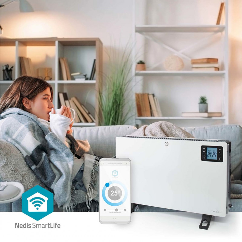 Nedis SmartLife HTCO50WTW Termoventilatore elettrico, 2000 W, bianco