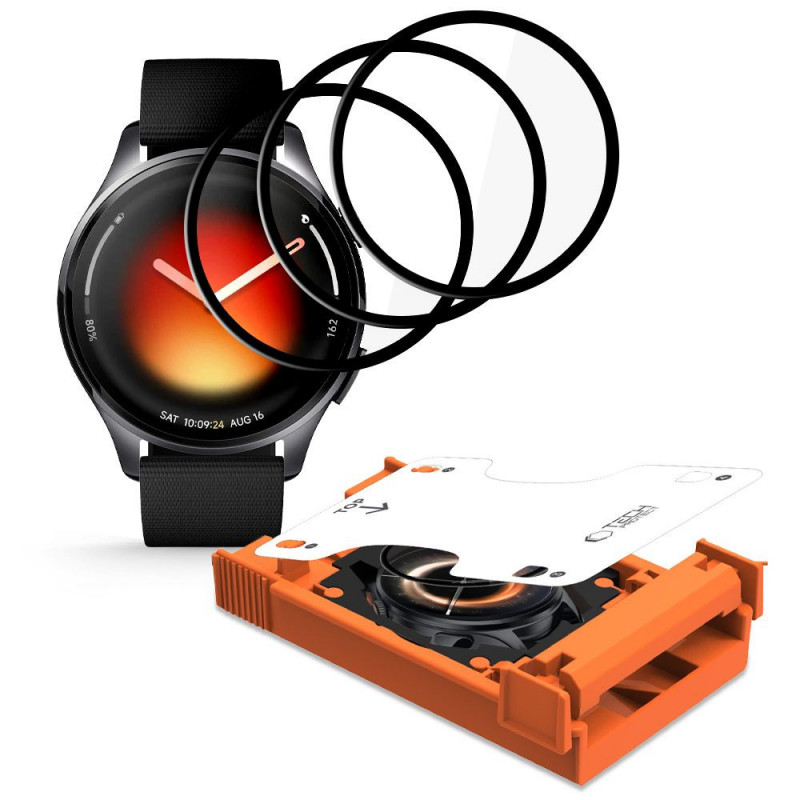 Tech-Protect Easy Set Flex+ Vetro ibrido per Xiaomi Watch 5 (3 pz), nero