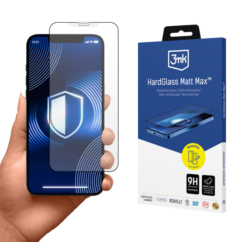 Proteggi schermo in vetro temperato 3MK HardGlass Matt Max per Apple iPhone XS Max / 11 Pro Max, opaco