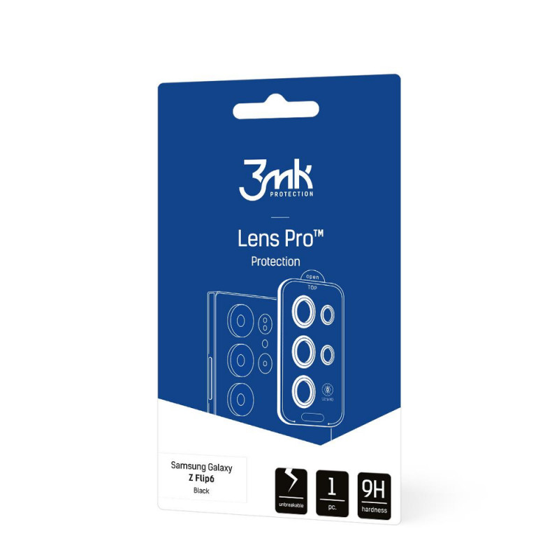 3MK Lens Protection Pro Vetro Temperato per Lente Fotocamera Samsung Galaxy Z Flip 6, Nero