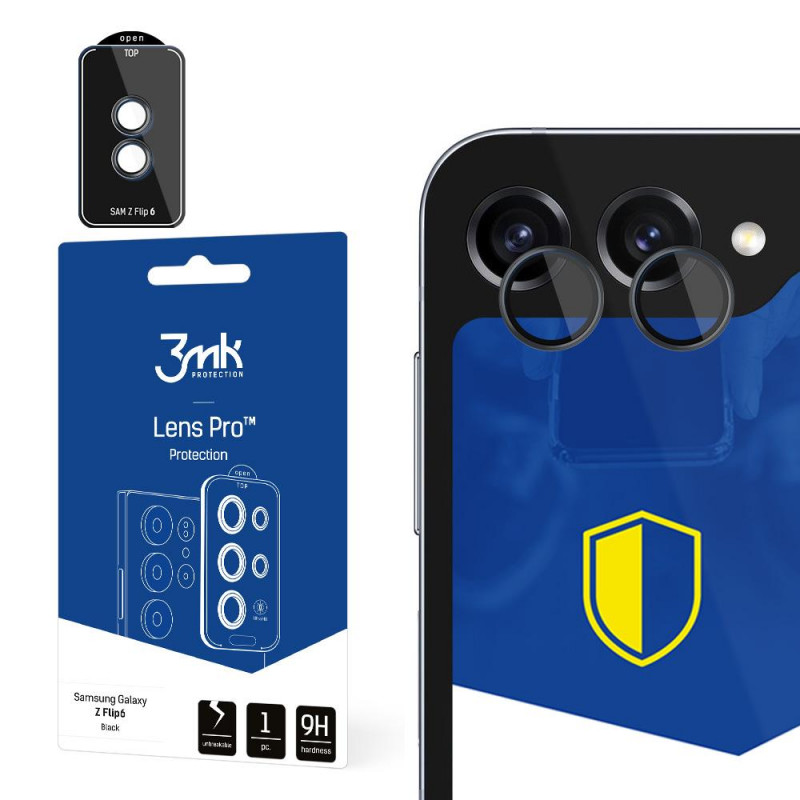 3MK Lens Protection Pro Vetro Temperato per Lente Fotocamera Samsung Galaxy Z Flip 6, Nero