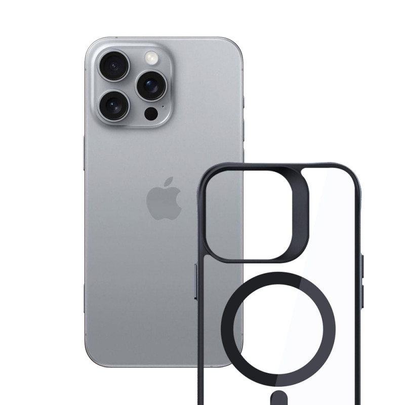 3mk Satin Armor MagCase con MagSafe per Apple iPhone 16 Pro Max (W-3SAMaCa-AiP16PM-0), trasparente con cornice nera