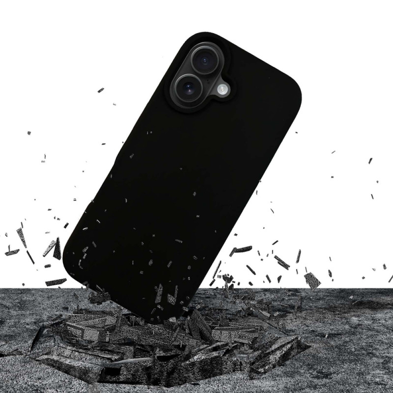 Custodia in silicone 3mk per Apple iPhone 16 Plus, nera