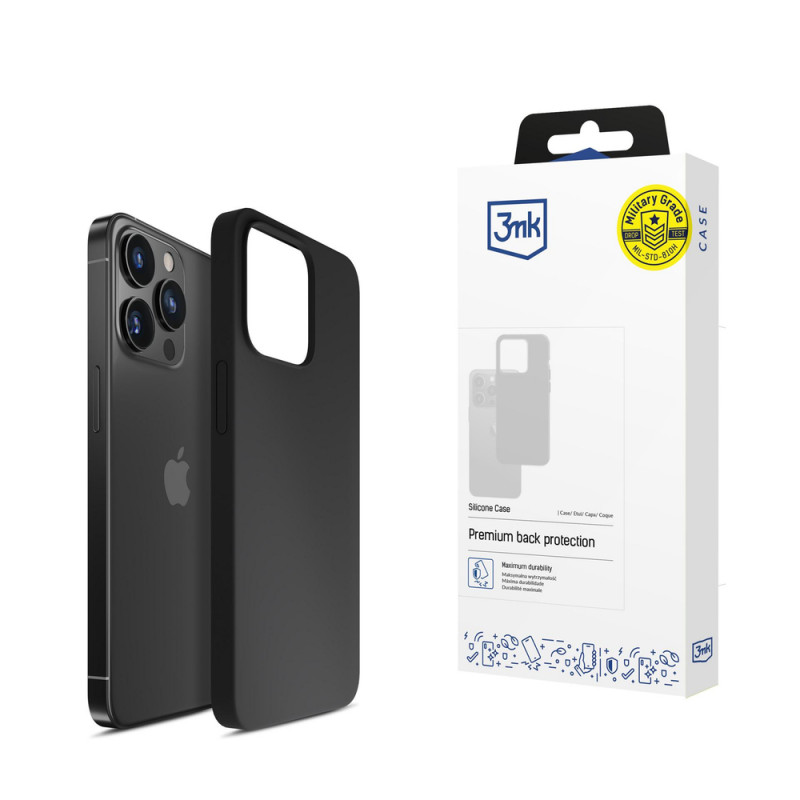 Custodia in silicone 3mk per Apple iPhone 16 Pro, nera