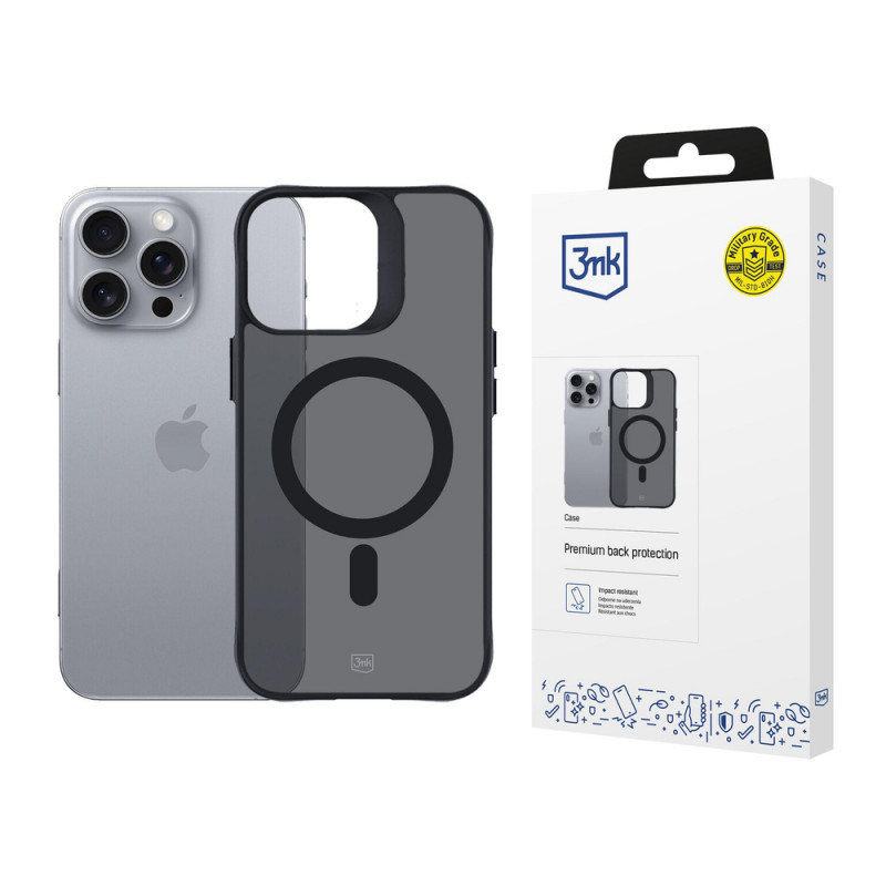 Custodia 3mk Smoke MagCase con MagSafe per Apple iPhone 16 Pro Max (W-3SmoMaCa-AiP16PM-0), semitrasparente