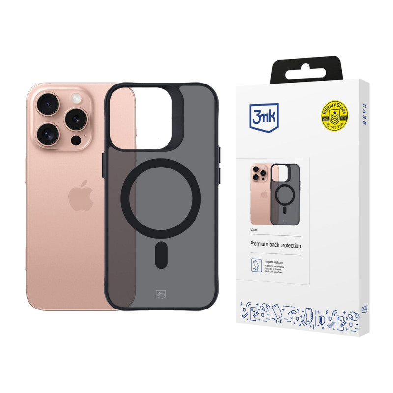 Custodia 3mk Smoke MagCase con MagSafe per Apple iPhone 16 Pro, semitrasparente