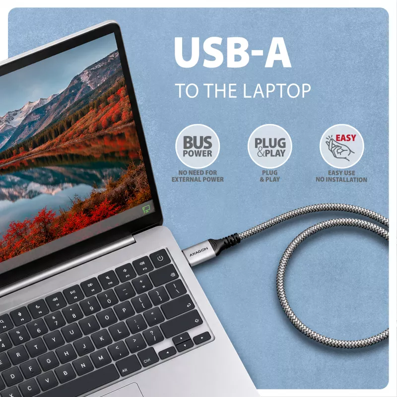 Goobay Adattatore Ethernet Gigabit AXAGON ADE-AM50 USB-A con cavo CAT6 integrato da 5 m, RJ-45