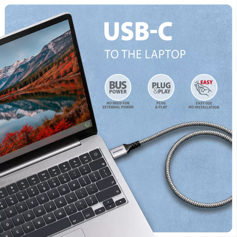 Goobay Adattatore Ethernet Gigabit USB-C AXAGON ADE-CM20 con cavo CAT6 integrato da 2 m, RJ-45