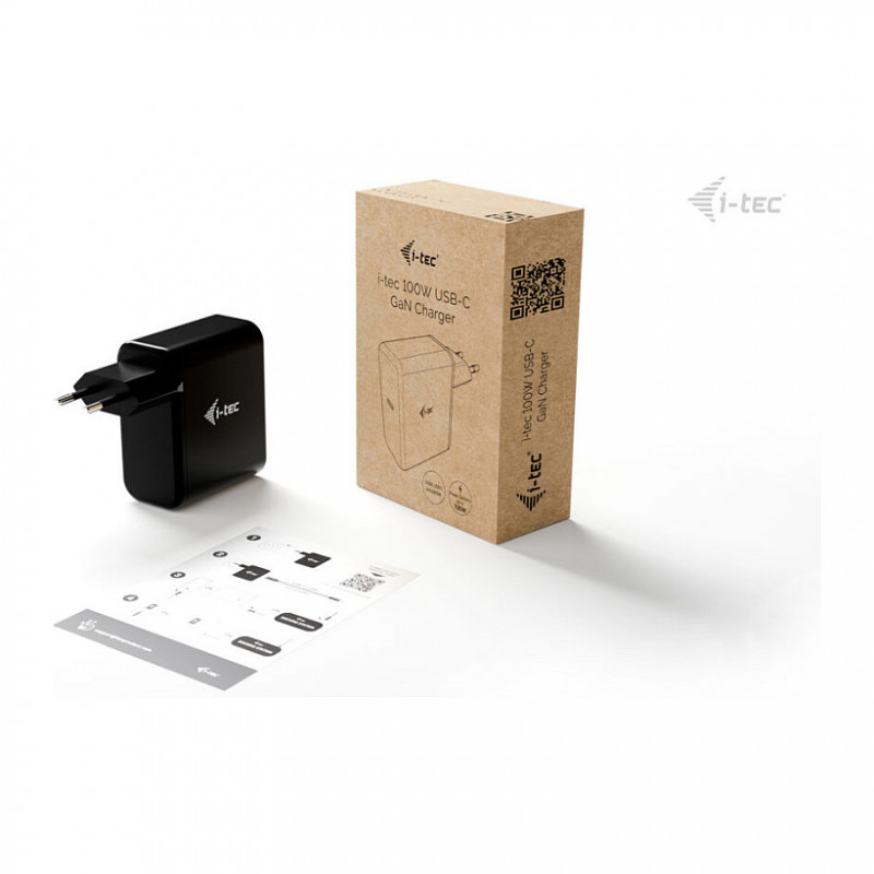 Caricatore GaN USB-C 100 W i-tec, PD 3.0, 1x USB-C, nero