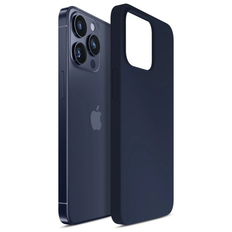 Custodia in silicone 3MK per Apple iPhone 16 Pro, blu navy
