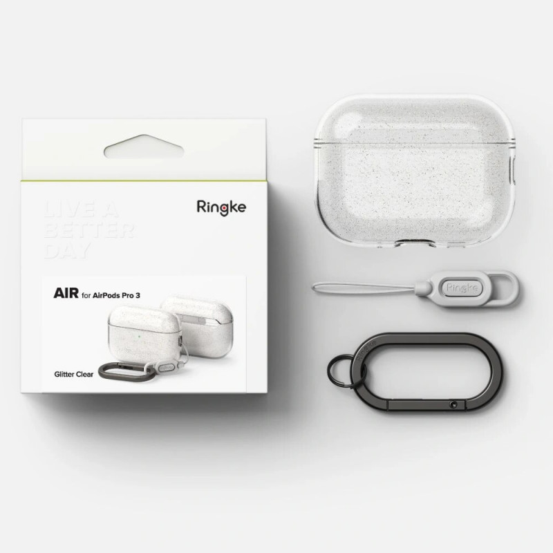 Custodia Air Ringke per Apple AirPods Pro 3, trasparente glitterata