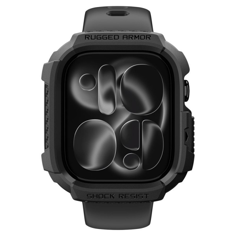 Custodia Spigen Rugged Armor ACS11886 per Apple Watch 12 46 mm, nero opaco