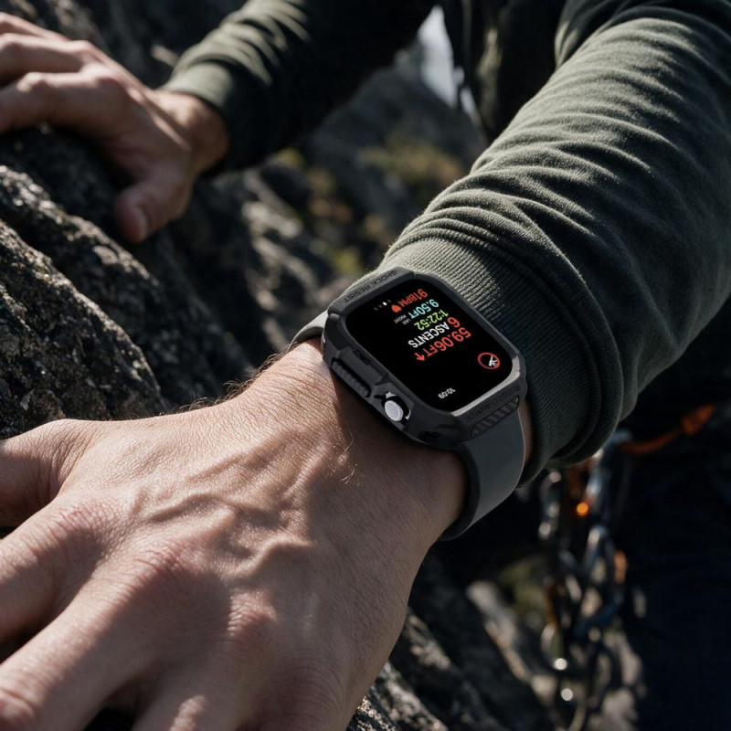 Custodia Spigen Rugged Armor ACS11886 per Apple Watch 12 46 mm, nero opaco