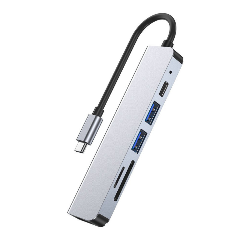 Hub USB-C 6-in-1 Tech-Protect V4, grigio