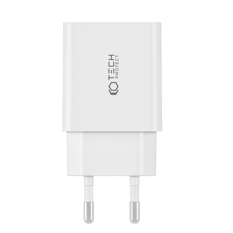 Caricatore da parete Tech-Protect NC30W 2 porte PD 30W QC 3.0, bianco