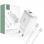 Caricatore da parete Tech-Protect C20W 2 porte PD 20W QC 3.0 con cavo USB-C, bianco