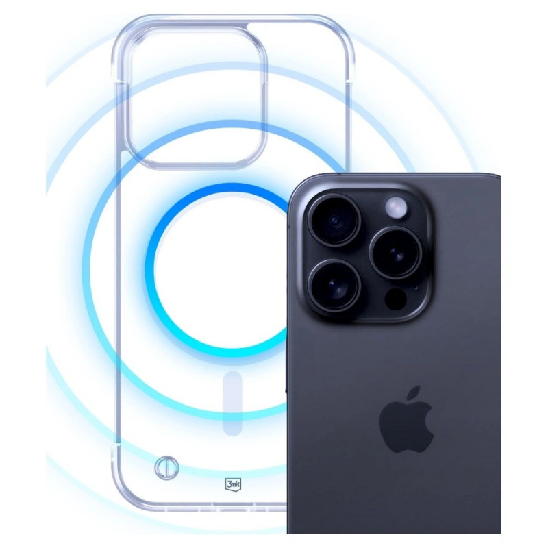 Custodia per smartphone 3mk Just20g MagCase Apple iPhone 15 Pro, trasparente
