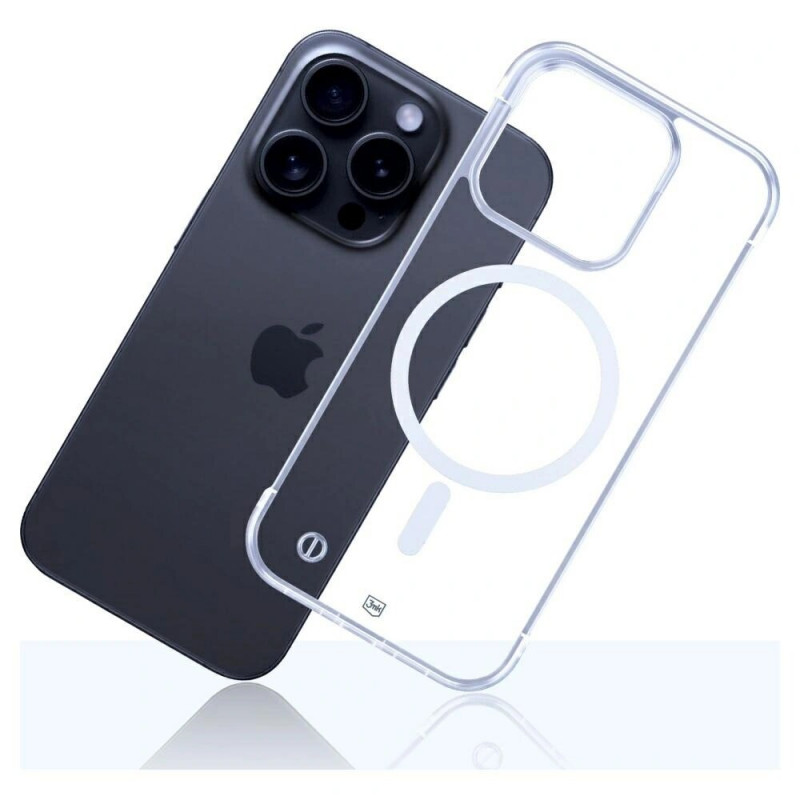 Custodia per smartphone 3mk Just20g MagCase Apple iPhone 15 Pro, trasparente
