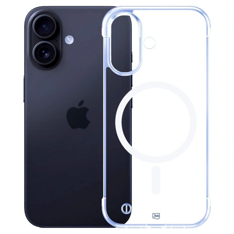 Custodia per smartphone 3mk Just20g MagCase Apple iPhone 16, trasparente