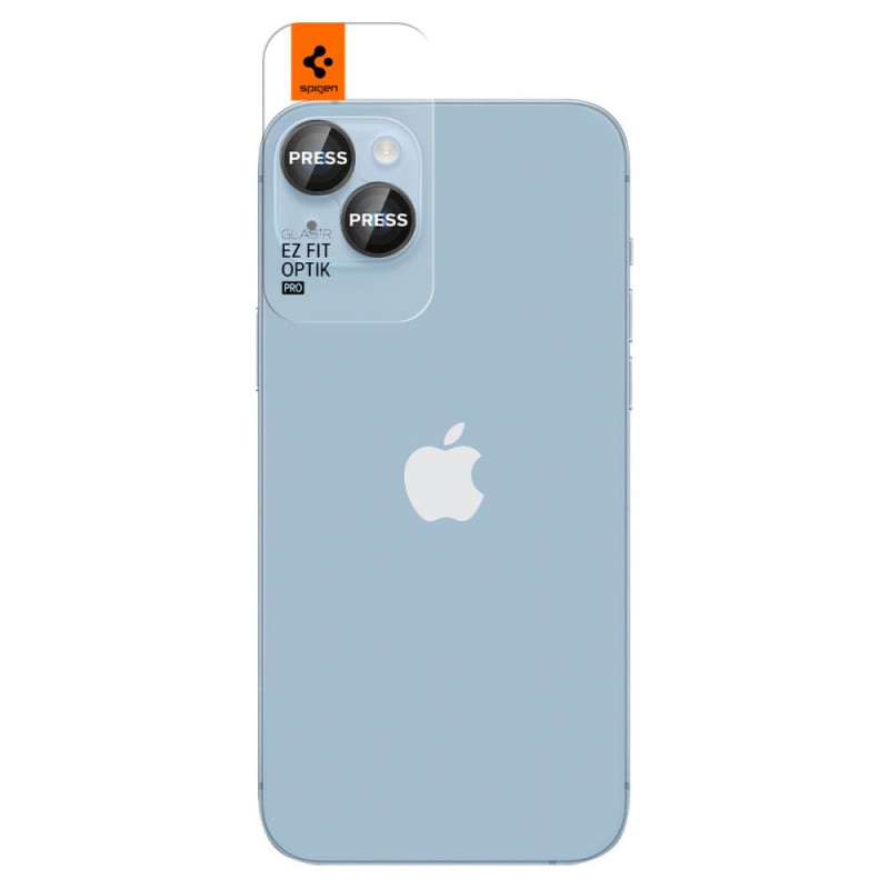 Protezione per lenti della fotocamera Spigen Optik.tR EZ Fit per Apple iPhone 14 / 14 Plus / 15 / 15 Plus, nero (2 pz)