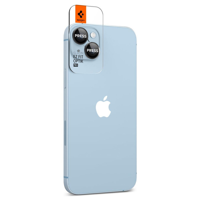 Protezione per lenti della fotocamera Spigen Optik.tR EZ Fit per Apple iPhone 14 / 14 Plus / 15 / 15 Plus, nero (2 pz)