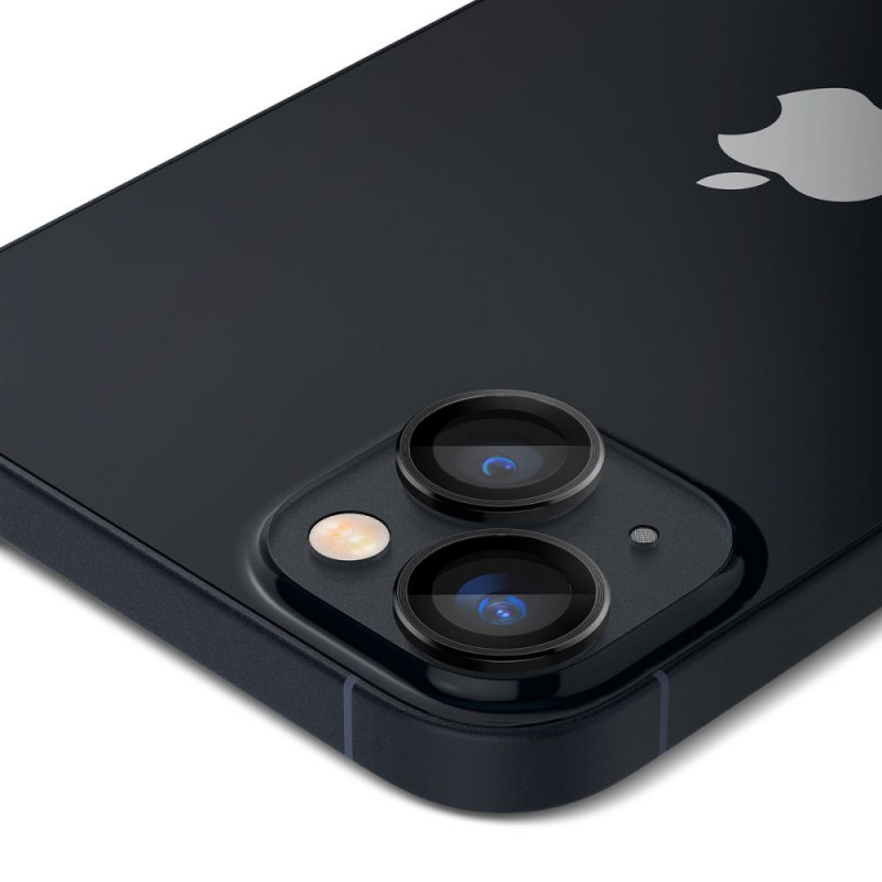 Protezione per lenti della fotocamera Spigen Optik.tR EZ Fit per Apple iPhone 14 / 14 Plus / 15 / 15 Plus, nero (2 pz)
