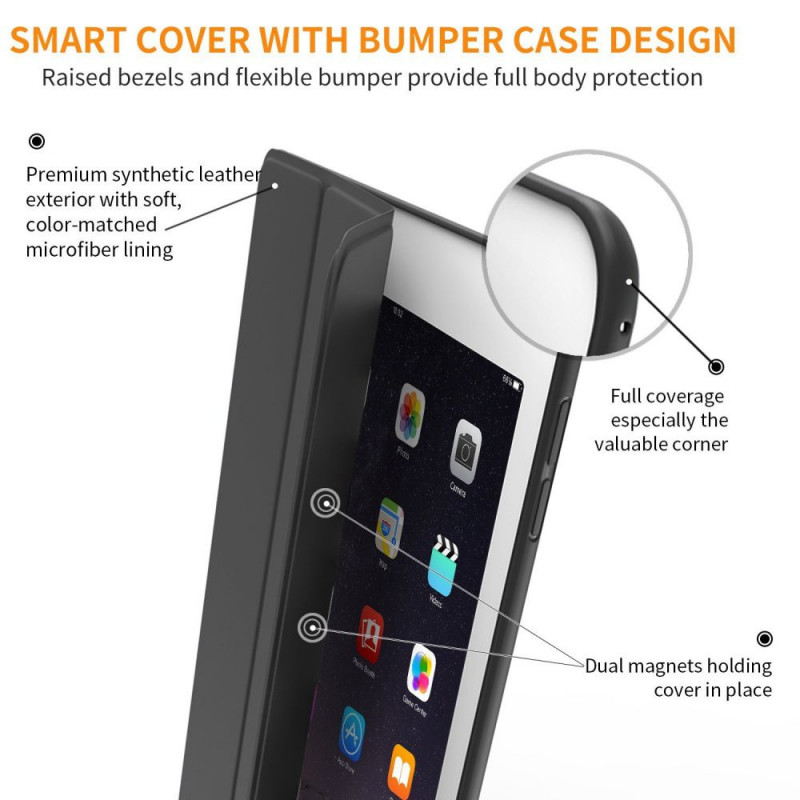Custodia Tech-Protect Smartcase THP770BLK per Apple iPad 9.7 (2017/2018, 5ª/6ª gen), nera