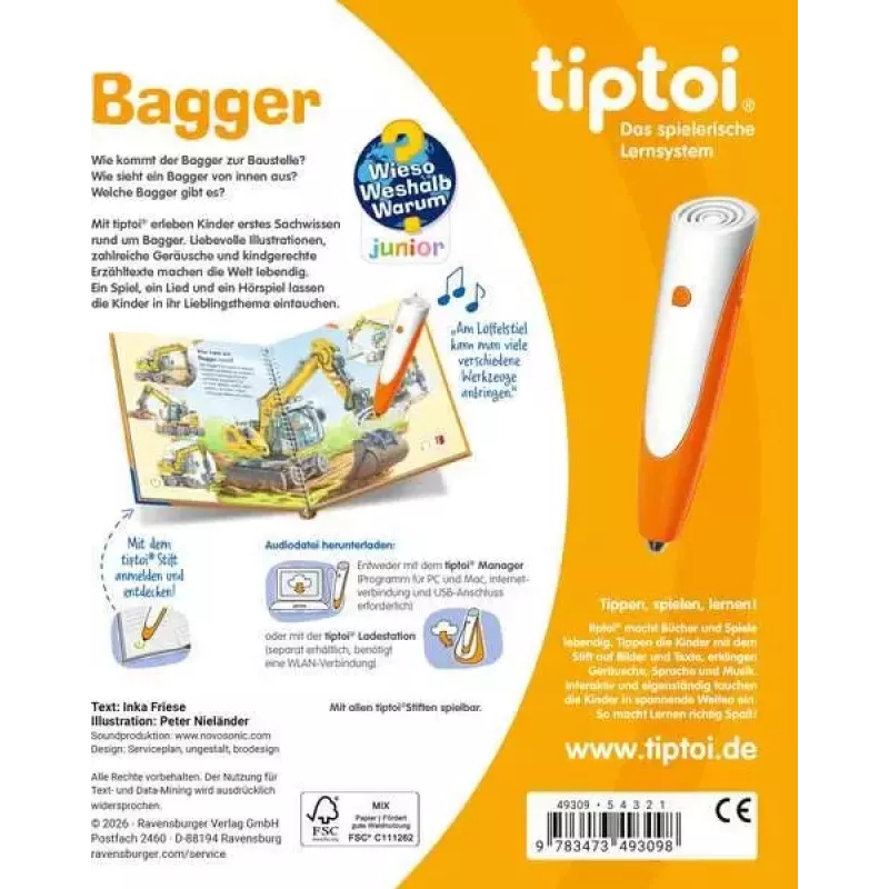 Ravensburger tiptoi Wieso? Weshalb? Warum? Bagger, edizione tedesca