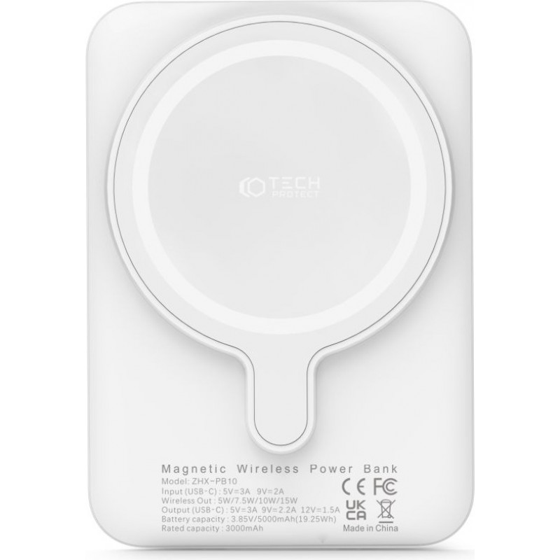 Tech-Protect PB10 LifeMag MagSafe Power Bank 5000 mAh 15 W (THP1282WHT), bianco