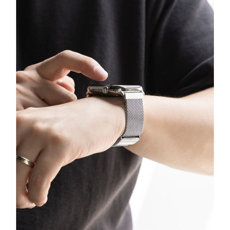 Cinturino Ringke Metal One Mesh RGK12091 per Apple Watch, 44/45/46/49 mm, argento
