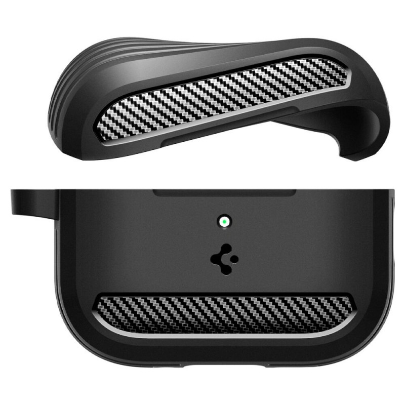 Custodia Spigen Rugged Armor ACS09822 per Apple AirPods Pro 3, nero opaco