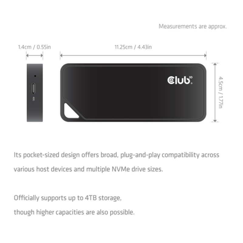Custodia per SSD M.2 NVMe Club3D CAC-2510 con ventola, USB4