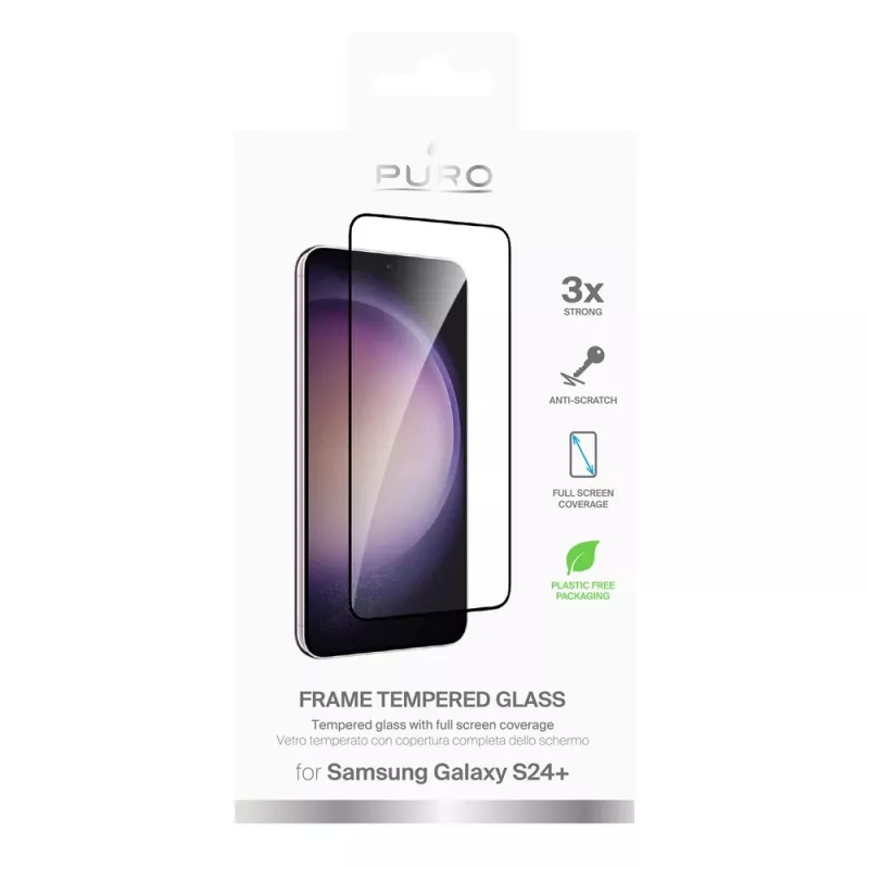 Vetro temperato PURO Frame con cornice nera per Samsung Galaxy S25+ / S24+