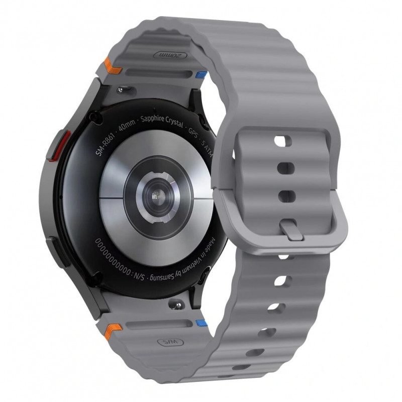 Cinturino sport in silicone Tech-Protect per Samsung Galaxy Watch 4/5/5 Pro/6/7/FE, grigio crayon