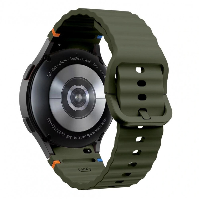 Cinturino sport in silicone Tech-Protect THP3054 per Samsung Galaxy Watch 4/5/5 Pro/6/7/FE, verde militare