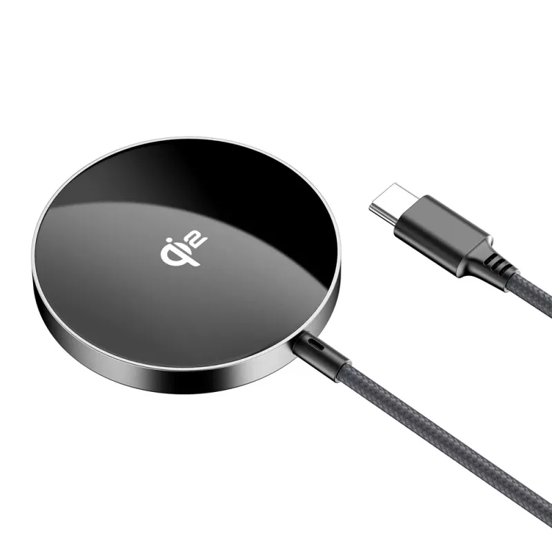 Caricatore wireless magnetico Acefast E24 Qi2 15W con cavo USB-C da 1,2 m, nero