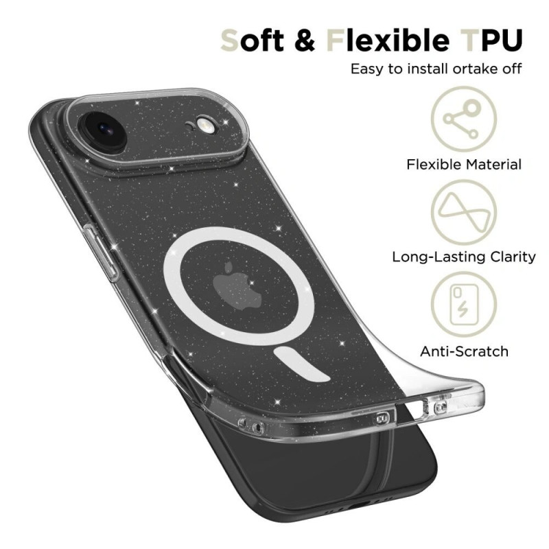Custodia Tech-Protect FlexAir MagSafe per Apple iPhone Air, glitter trasparente