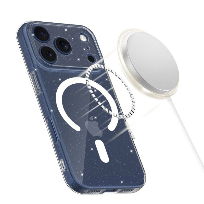 Custodia Tech-Protect FlexAir MagSafe per Apple iPhone 17 Pro Max, glitter trasparente