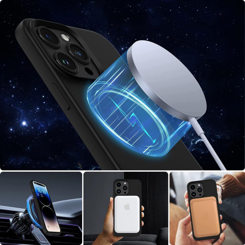 Custodia in silicone MagSafe Tech-Protect per Apple iPhone 13 / 14, nera (THP2235)